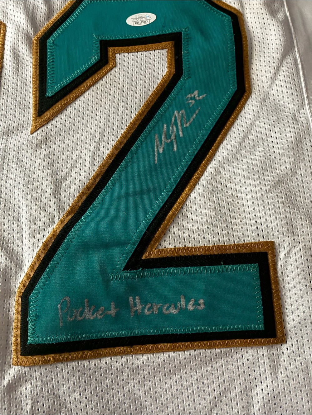 Autographed White and green Number 2 Mesh Jersey